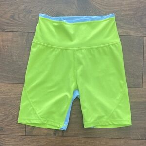 Wilo the Label Neon Green Gray Athletic Bike Shorts Women’s Size Small